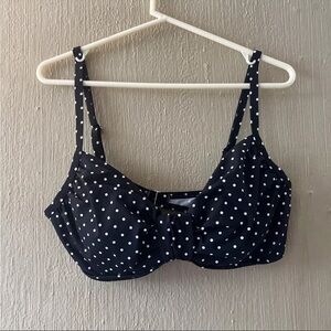 Lands’ End Women's Black White Polka Dot Swim Underwire Bikini Top Sz 16 398419